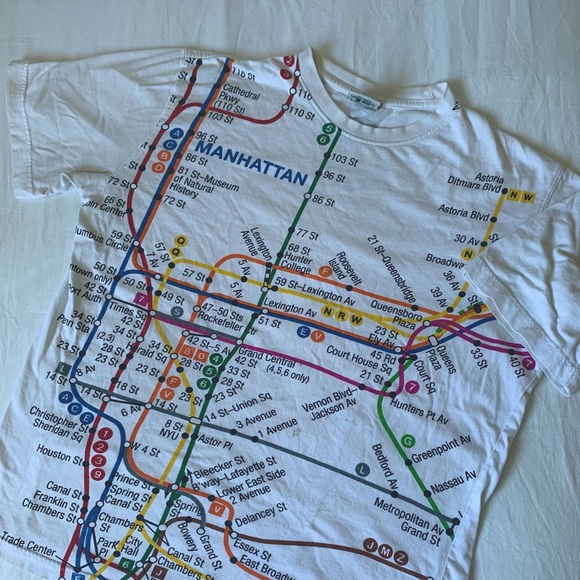 White Manhattan Subway Map Tshirt - Picture 1 of 4